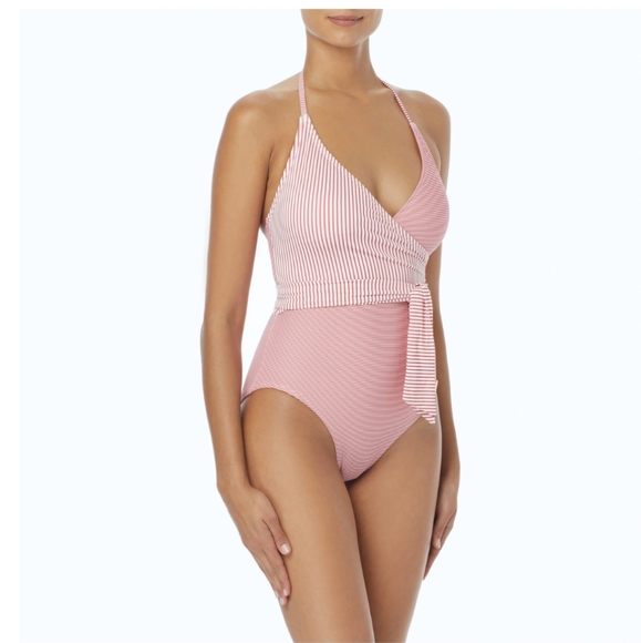 NWT Vince Camuto V-Neck Wrap Tie One Piece Swimsuit - Sailor Stripe V27585 - Picture 1 of 11